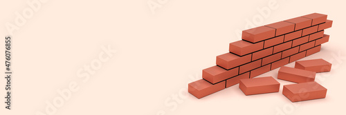 Bricks wall with blank copy space background. Construction concept