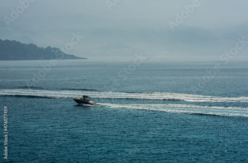 sea trip on a motor boat along the Adriatic coast near Budva, Montenegro, Europe © Inna