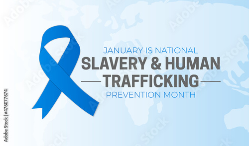 January is National Slavery and Human Trafficking Prevention Month Background Illustration Banner