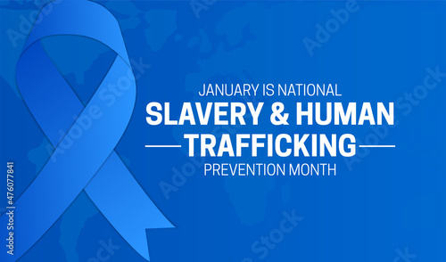 Blue National Slavery and Human Trafficking Prevention Month Background Illustration Banner