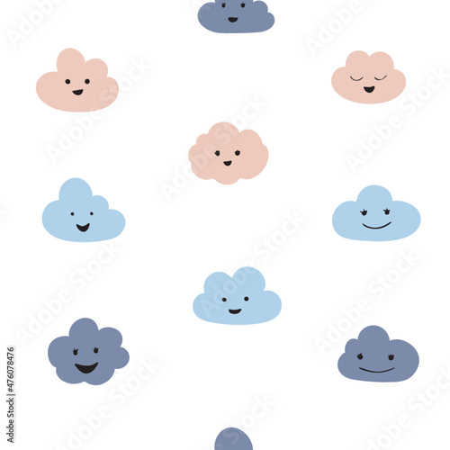 set of cute clouds, pattern with clouds