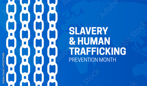 Slavery and Human Trafficking Prevention Month Background Illustration Banner with Chains
