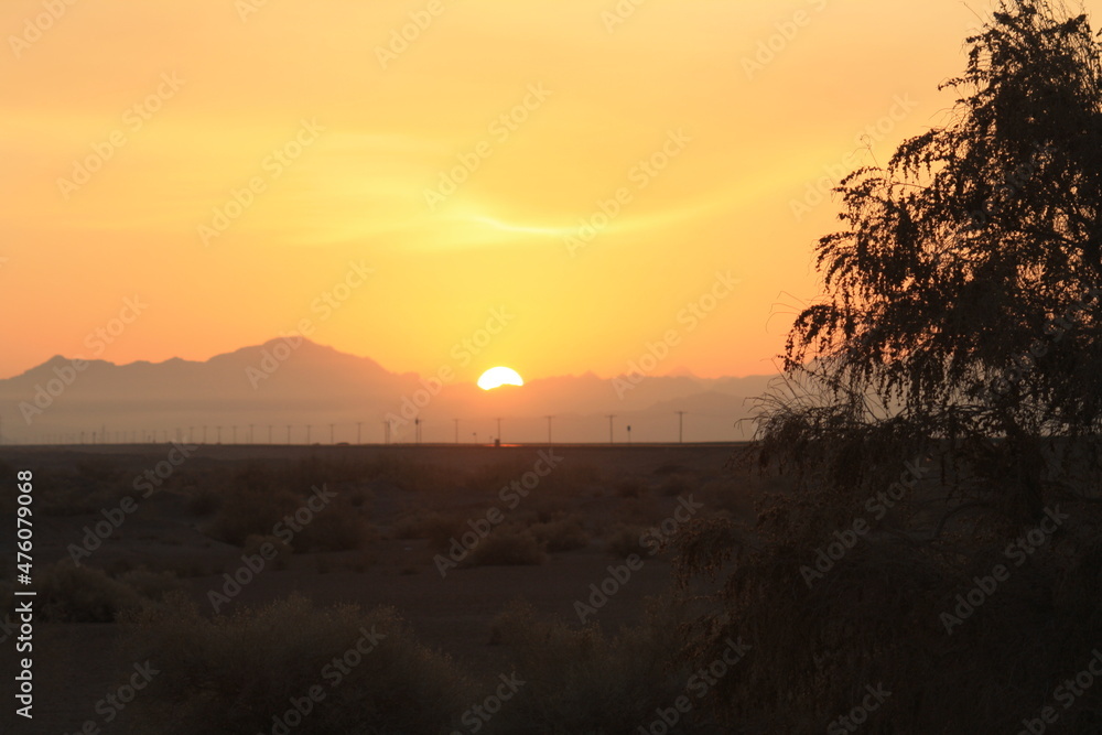 Sunrise in desert areas