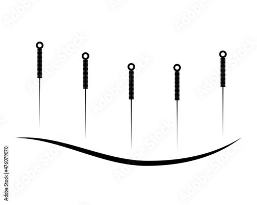 Acupuncture logo template. Chinese needles on back alternative medicine and treatment logotype. Medical vector eps illustration