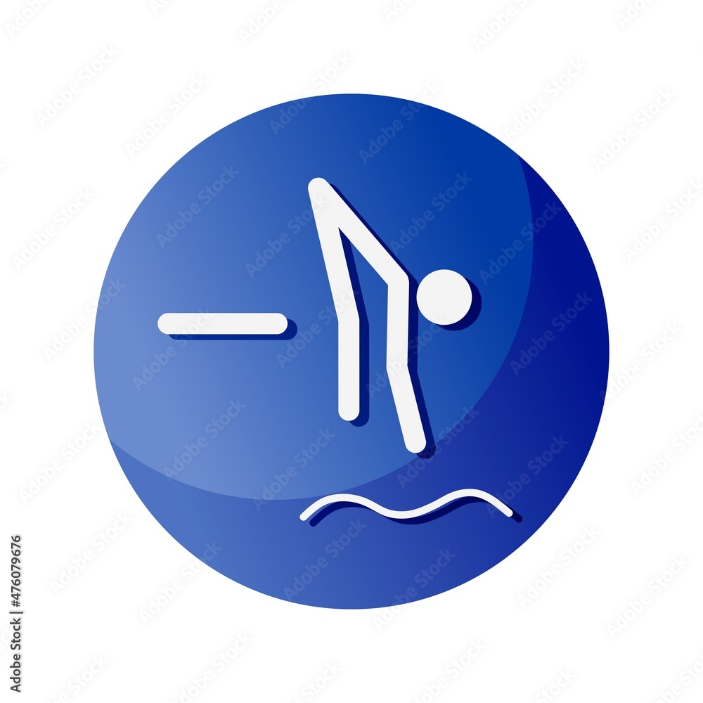 Jumping from a springboard into the watericon. A symbol dedicated to sports and games. Vector illustrations.