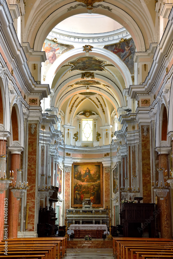 interior of the basilica of Santa Maria Assunta, also known as the mother church, beginning of construction  Alcamo Italy