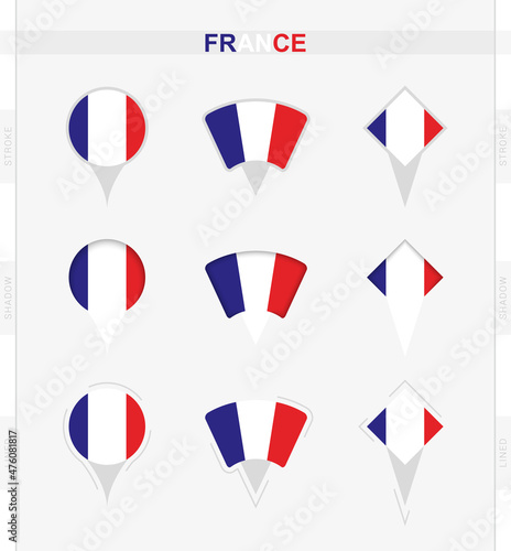 Free Download France flag, set of location pin icons of France flag. - GFXLoad