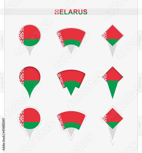 Free Download Belarus flag, set of location pin icons of Belarus flag. - GFXLoad