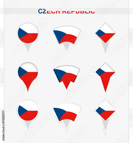 Free Download Czech Republic flag, set of location pin icons of Czech Republic flag. - GFXLoad