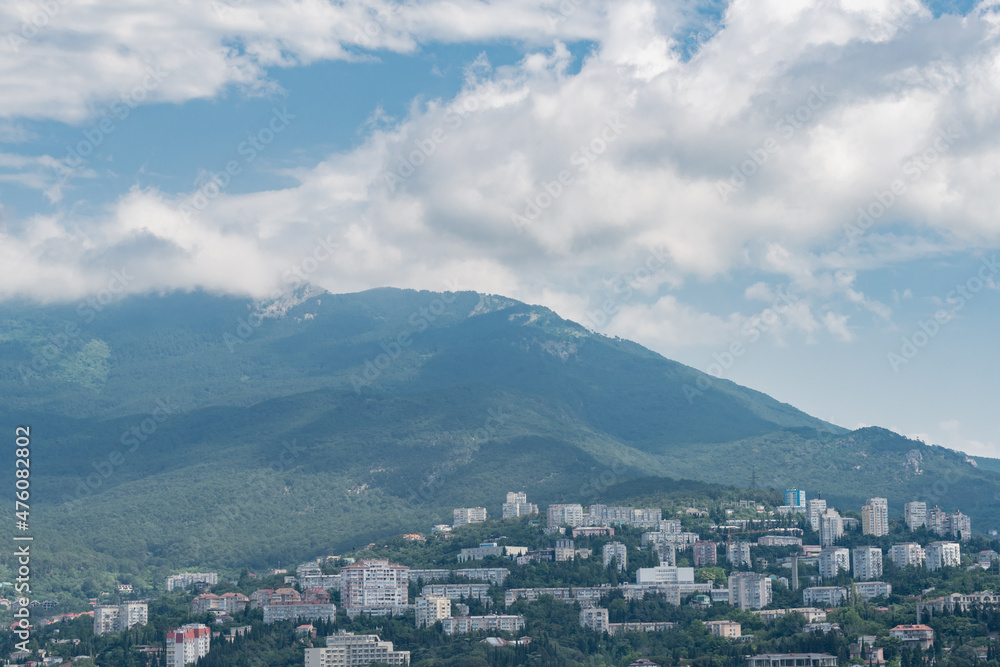 Yalta, Crimea. Panorama of the city in sunny day. Top view 