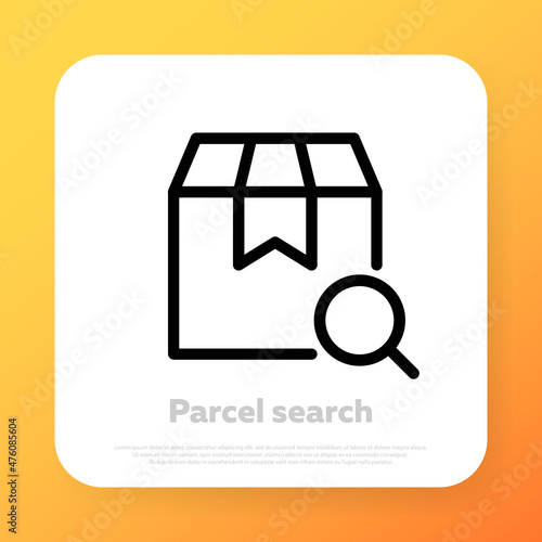 Parcel search icon. Online delivery concept. Vector line icon for Business and Advertising