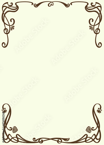 Art nouveau style square decorative frame