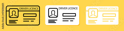 Driver license icon set. Driver id card. Driver s personal document. Vector line icon for Business and Advertising