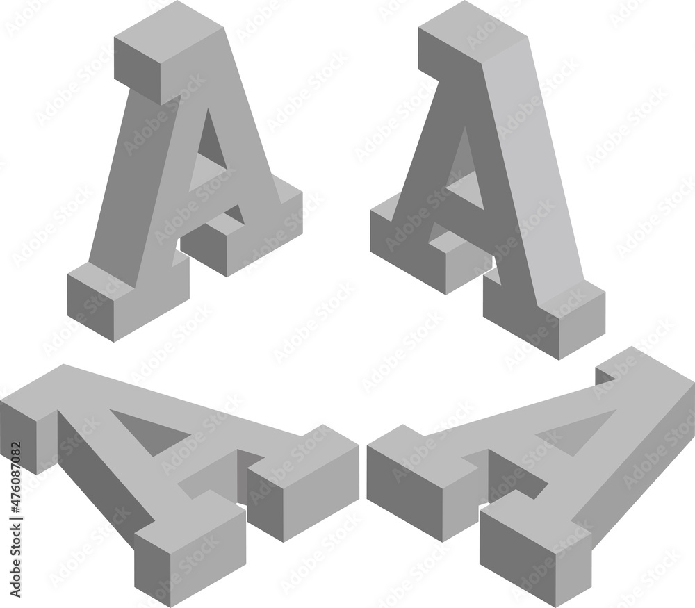 Isometric letter A. Template for creating logos, emblems, monograms