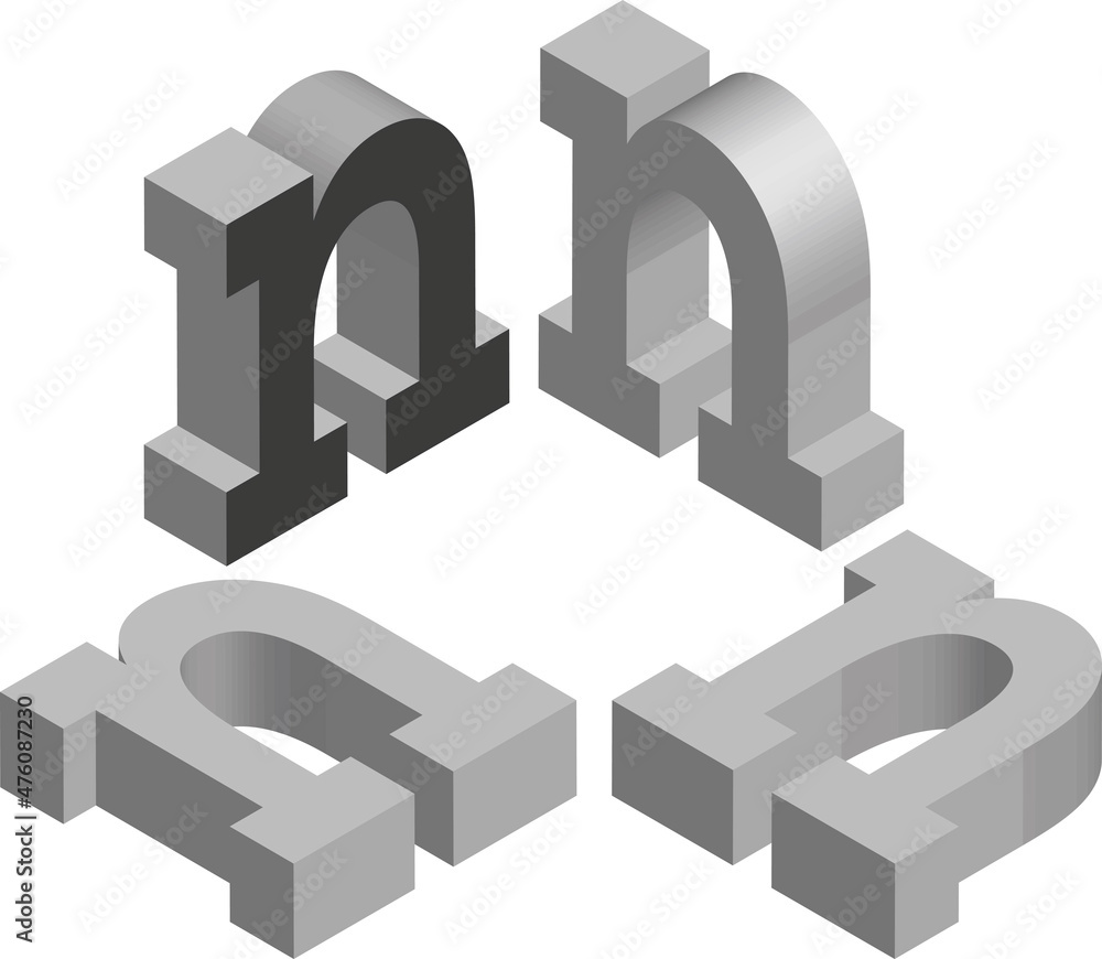 Obraz premium Isometric letter n. Template for creating logos, emblems, monograms
