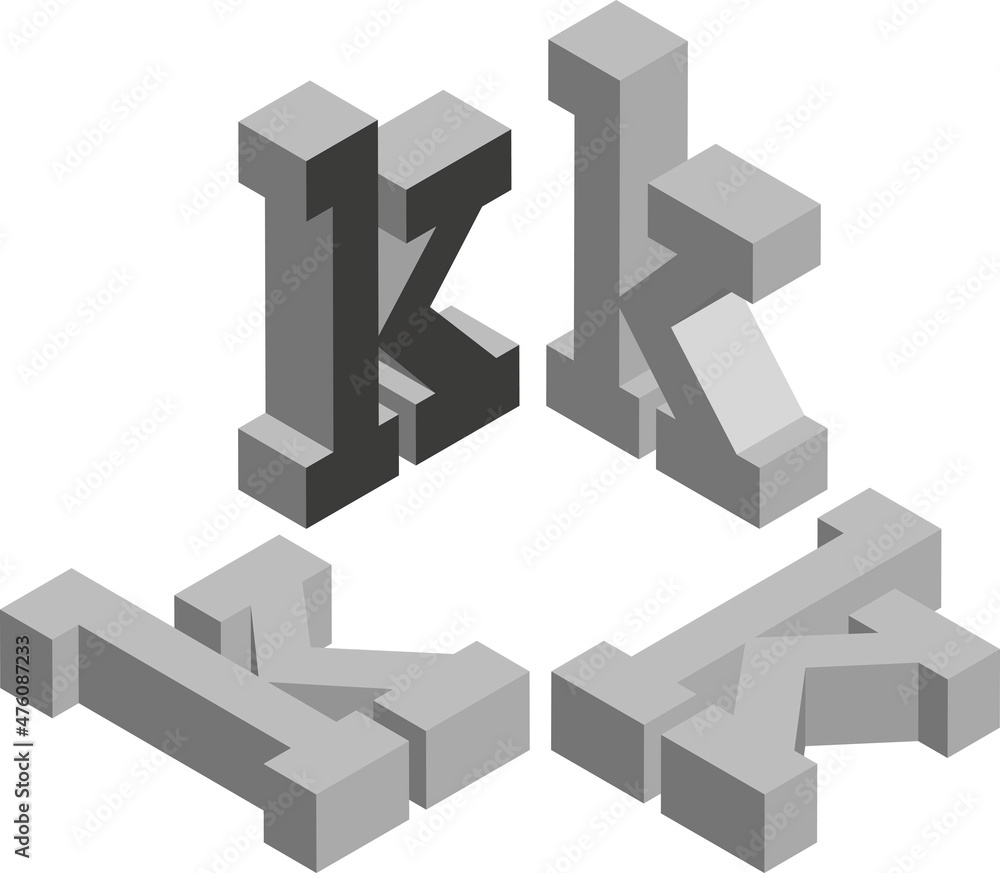 Isometric letter k. Template for creating logos, emblems, monograms Stock Vector Adobe Stock