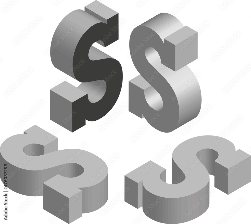 Isometric letter s. Template for creating logos, emblems, monograms Isometric letter s. Template for creating logos, emblems, monograms