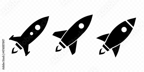 Rocket ship icon set. Spaceship icon. Space travel concept. Can be used for your web site design, logo, app, UI. Vector line icon for Business and Advertising