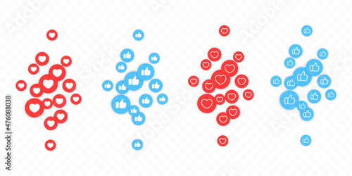 Flying like icon set. Thumb up. Social media concept. Vector line icon for Business and Advertising
