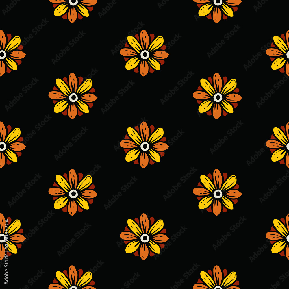 Original vector seamless pattern of flowers in vintage style. A design element.