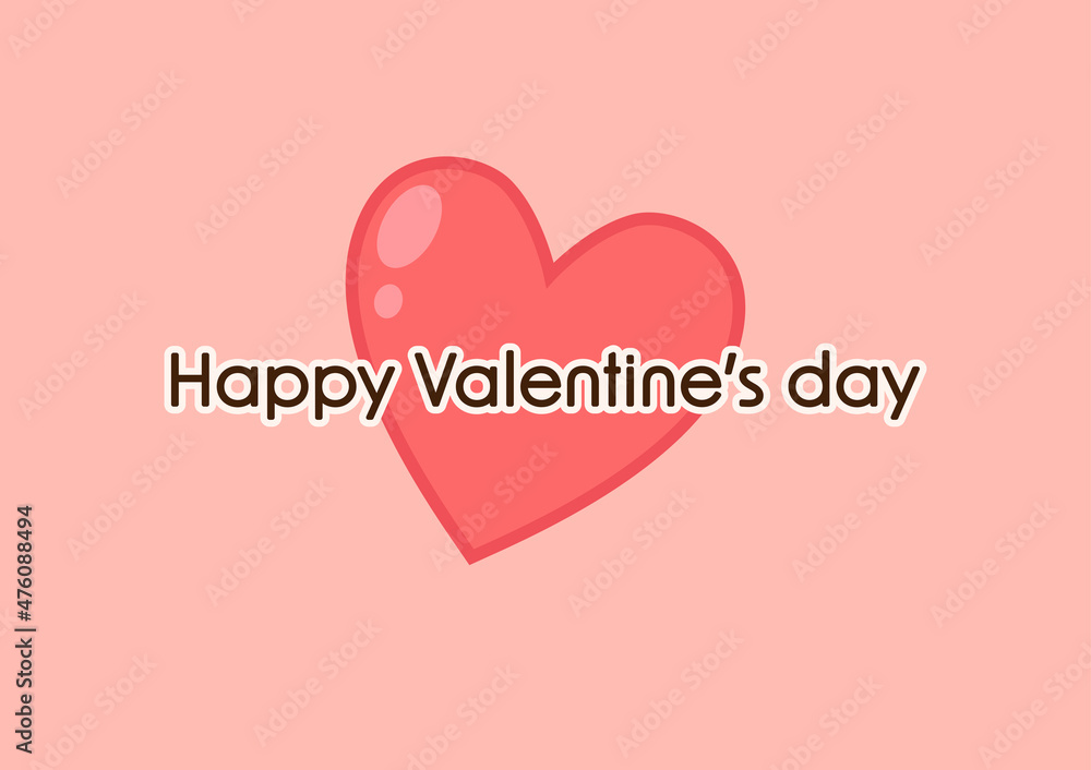 Valentine greeting card. Valentine poster design. Heart logo design. Pink heart vector.