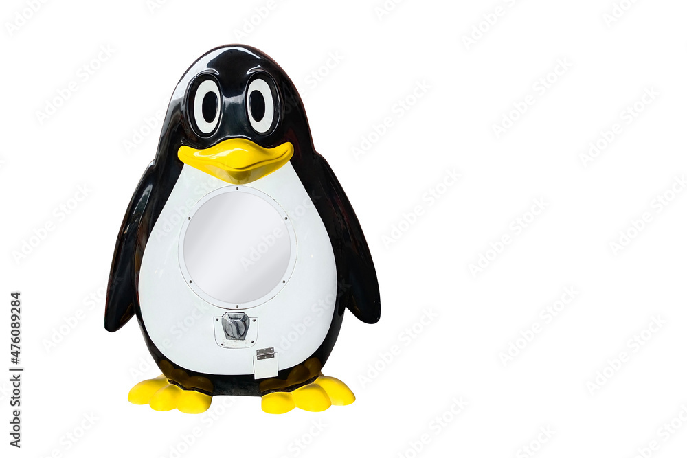 Obraz premium front view black and white penguin standing on white background, object, animal, fashion, decor, copy space
