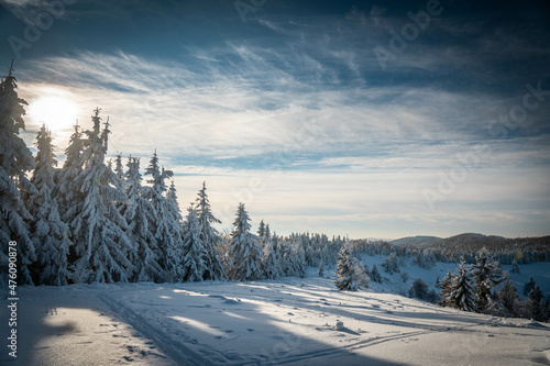 winter landscape in the mountains moravia czech republic