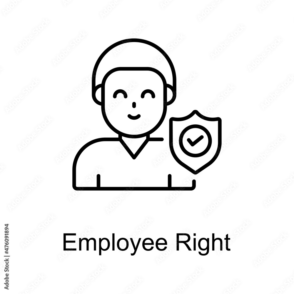 Employee Right vector outline icon for web isolated on white background EPS 10 file