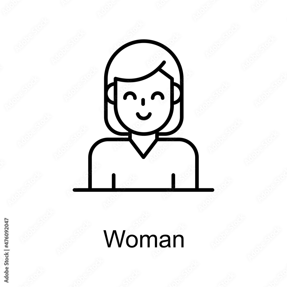 Woman vector outline icon for web isolated on white background EPS 10 file Woman vector outline icon for web isolated on white background EPS 10 file
