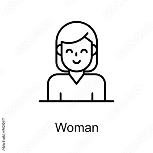 Woman vector outline icon for web isolated on white background EPS 10 file