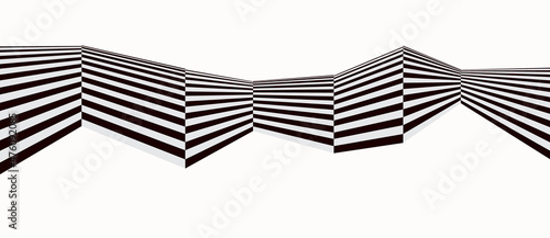 Abstract background with zigzag lines. Stripes optical art illusion.