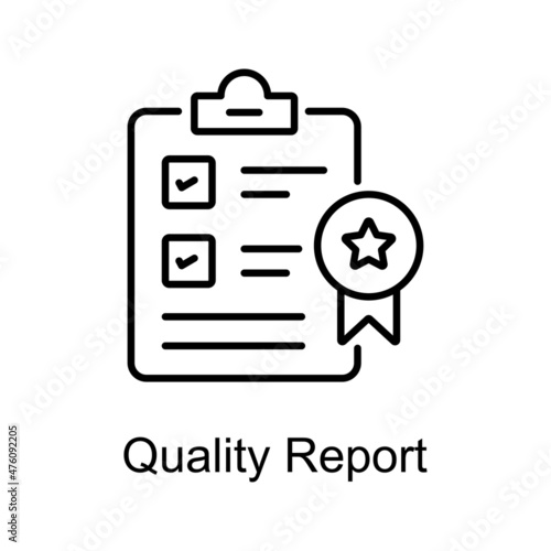 Quality Report vector outline icon for web isolated on white background EPS 10 file