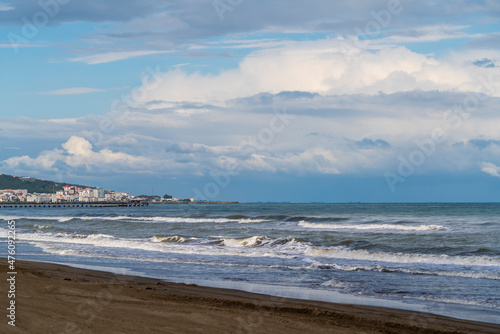 Fototapeta Naklejka Na Ścianę i Meble -  Empty seaside beach in late summer