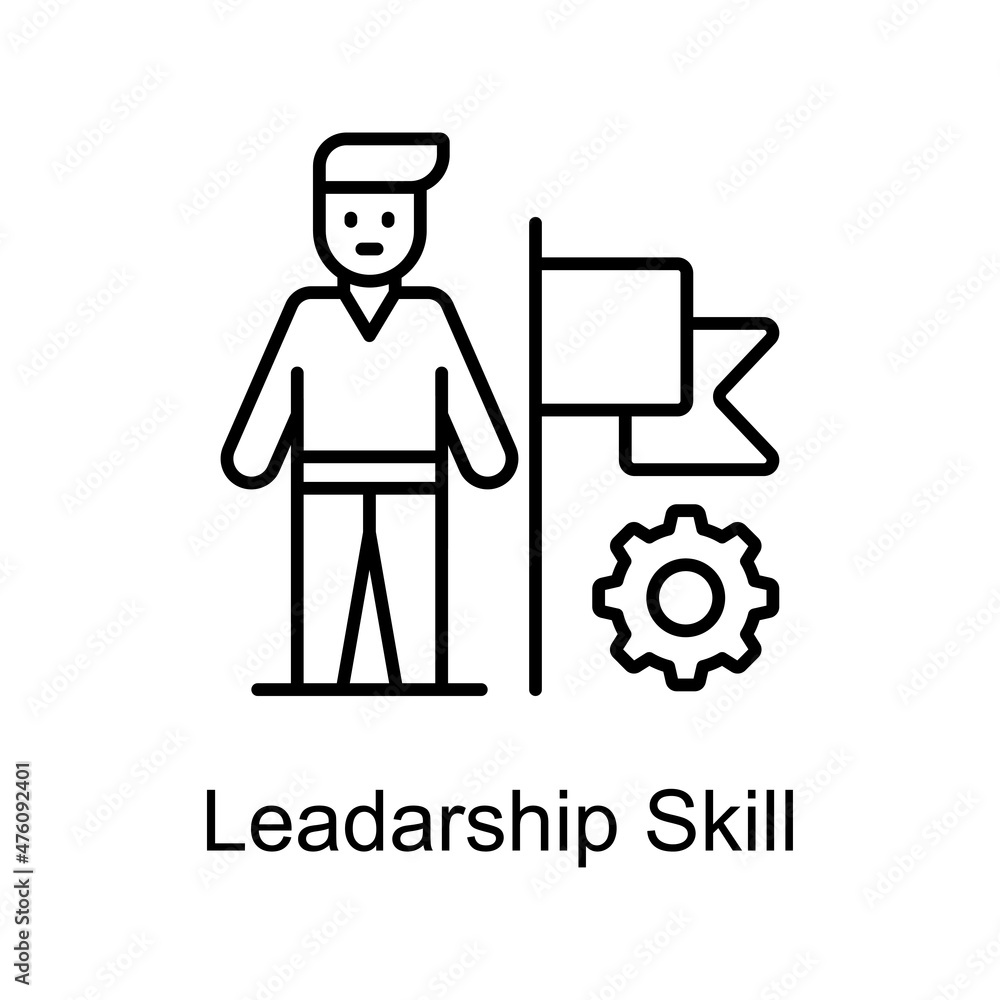 Leadership Skill vector outline icon for web isolated on white background EPS 10 file