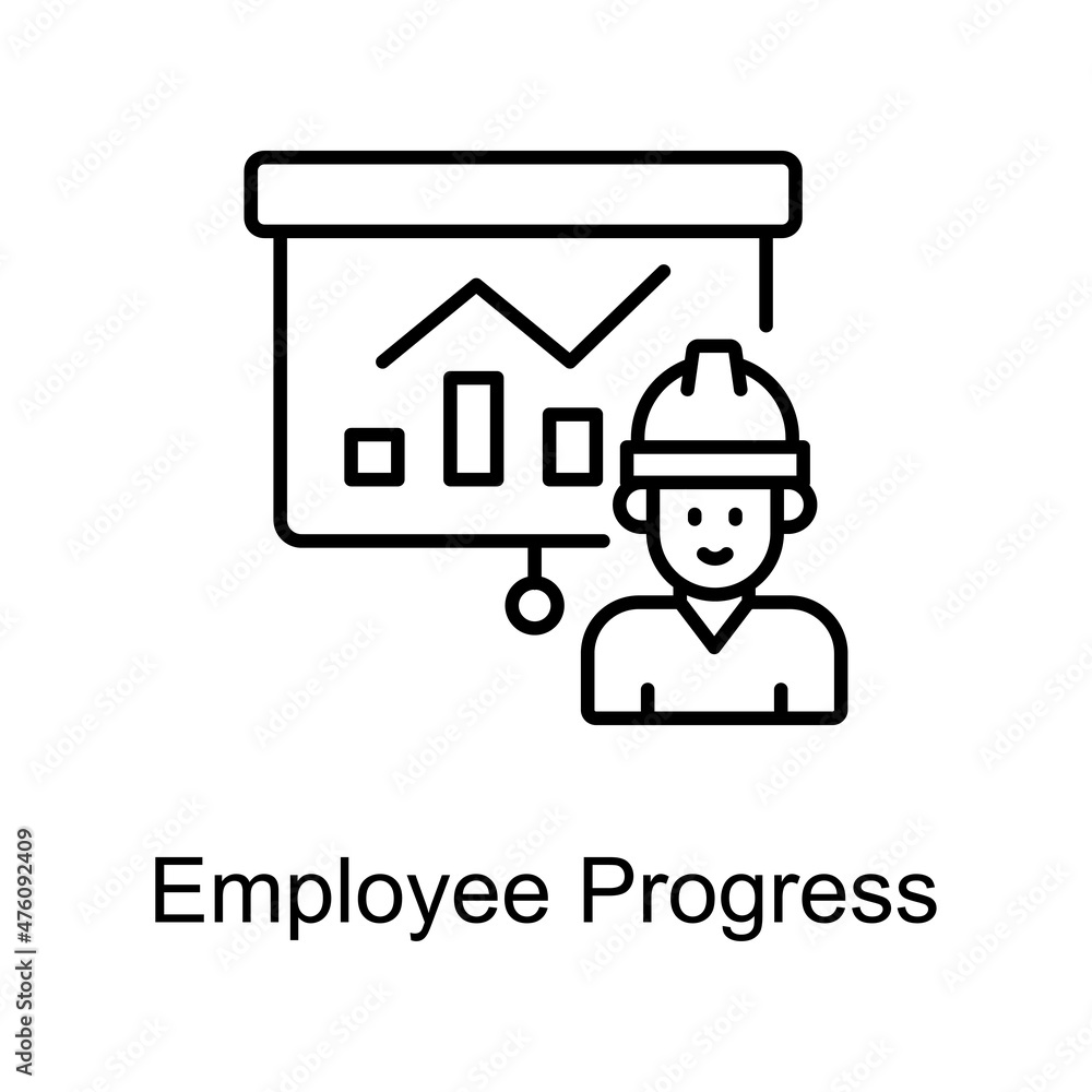 Employee Progress vector outline icon for web isolated on white background EPS 10 file Employee Progress vector outline icon for web isolated on white background EPS 10 file