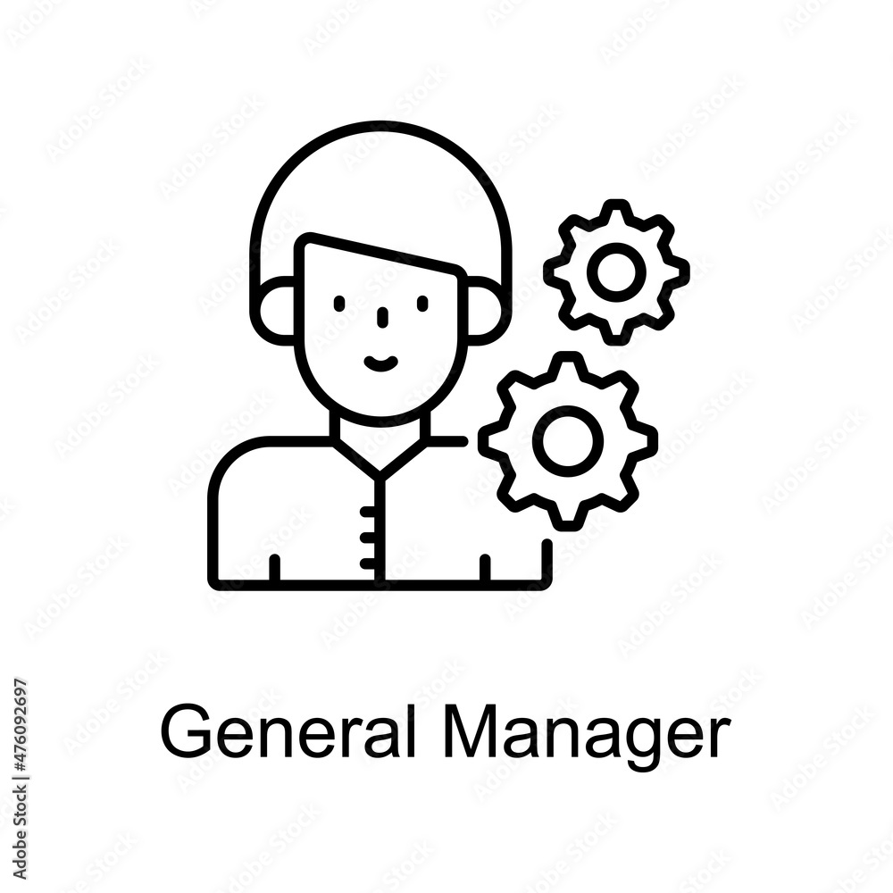 General Manager vector outline icon for web isolated on white background EPS 10 file General Manager vector outline icon for web isolated on white background EPS 10 file