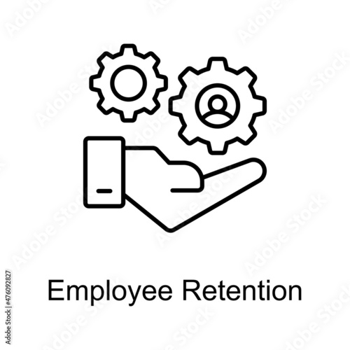 Employee Retention vector outline icon for web isolated on white background EPS 10 file