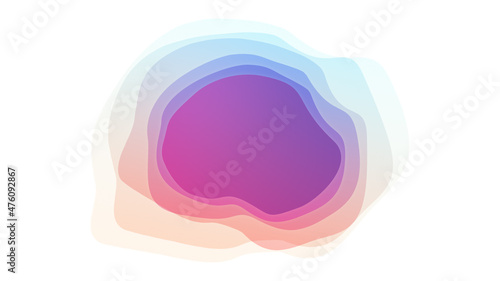 Фотография Uneven, solid, layered, transparent, overlapping colorful blob on white