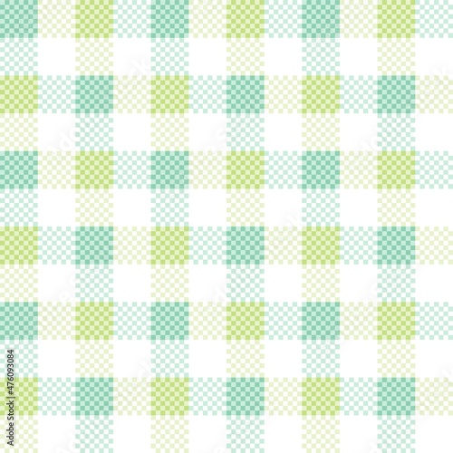 Pastel green seamless plaid tablecloth gingham or fabric pattern on the white background. Vector illustration.