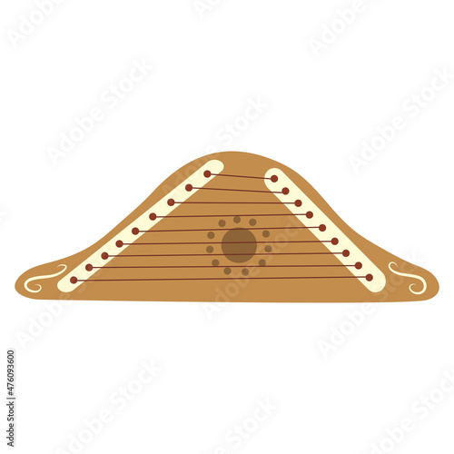 Gusli. Ancient Slavic musical instrument stringed. Colorful vector isolated flat illustration