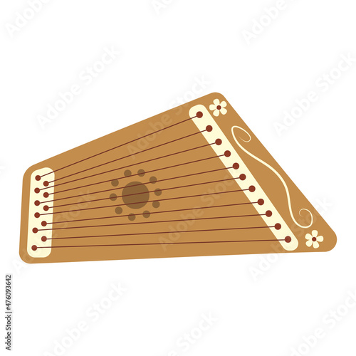 Gusli. Ancient Slavic musical instrument stringed. Colorful vector isolated flat illustration