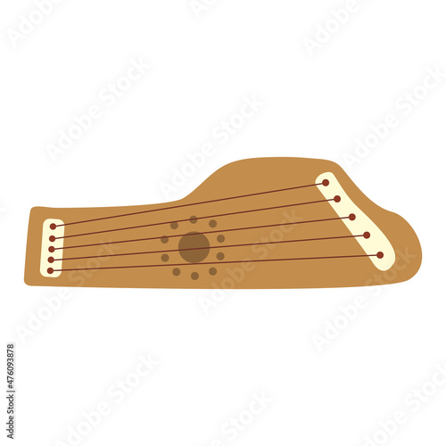 Gusli. Ancient Slavic musical instrument stringed. Colorful vector isolated flat illustration