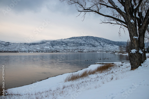 Osoyoos Lake in the winter in British Columbia, Canada photo