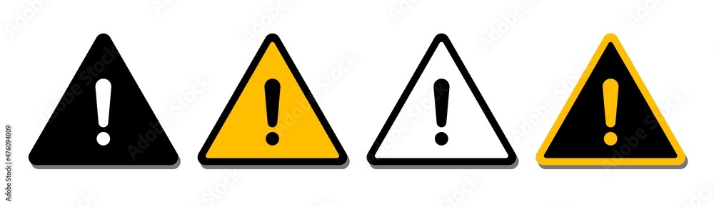 Attention signs set. Isolated symbols on white background. Vector illustration Attention signs set. Isolated symbols on white background. Vector illustration