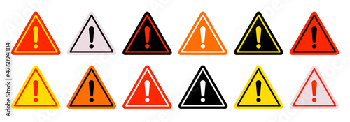 Attention signs set. Isolated symbols on white background. Vector illustration