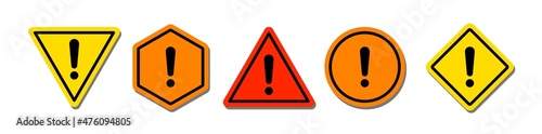 Attention signs set. Isolated symbols on white background. Vector illustration