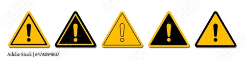 Attention signs set. Isolated symbols on white background. Vector illustration