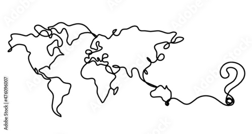 Map as line drawing on white background. Vector 