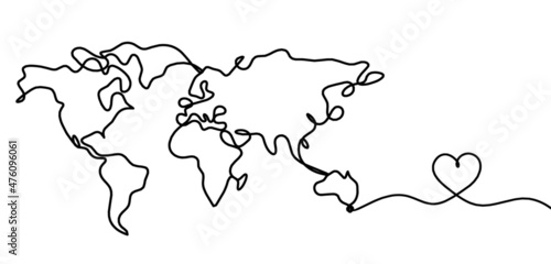 Map as line drawing on white background. Vector	
