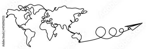 Map as line drawing on white background. Vector  